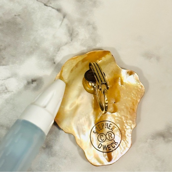 Stephen Dweck Vintage Single Clip-On Earring Orange Tone Gold Plated - Picture 5 of 6